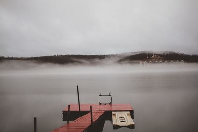 Scenic view of lake against sky during winter