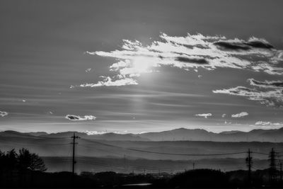 Scenic view of silhouette mountain against sky