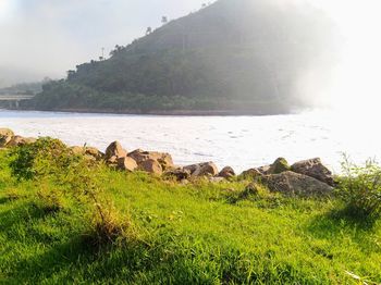 Scenic view of land against sky
