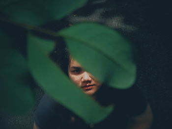 High angle portrait of woman standing outdoors