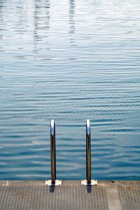 Railing stairs on lake