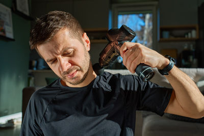 Portrait of man looking away