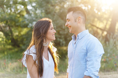 Young couple kissing outdoors