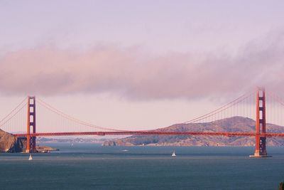 Golden gate bridge over san francisco bay at sunset