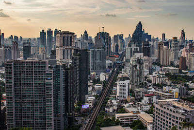 View to the cityscape, downtown and skyscraper of bangkok metropolis in thailand southeast asia