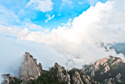 Low angle view of mountains against sky