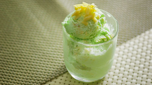 Close-up of drink in glass on table