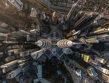 High angle view of buildings in city