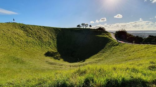 Scenic view of land against sky