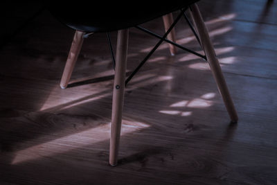 High angle view of chairs on table