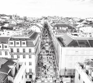 High angle view of buildings in city