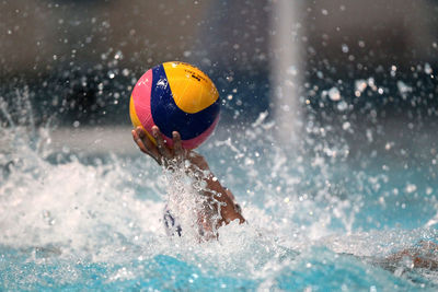 Multi colored ball in water