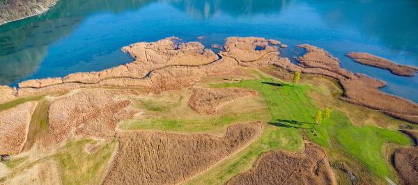 High angle view of land