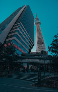 Low angle view of modern building against sky