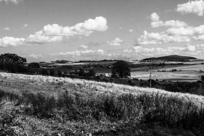 Scenic view of land against sky