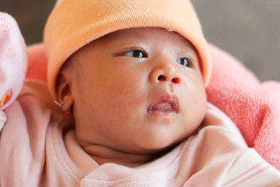 Close-up portrait of cute baby girl