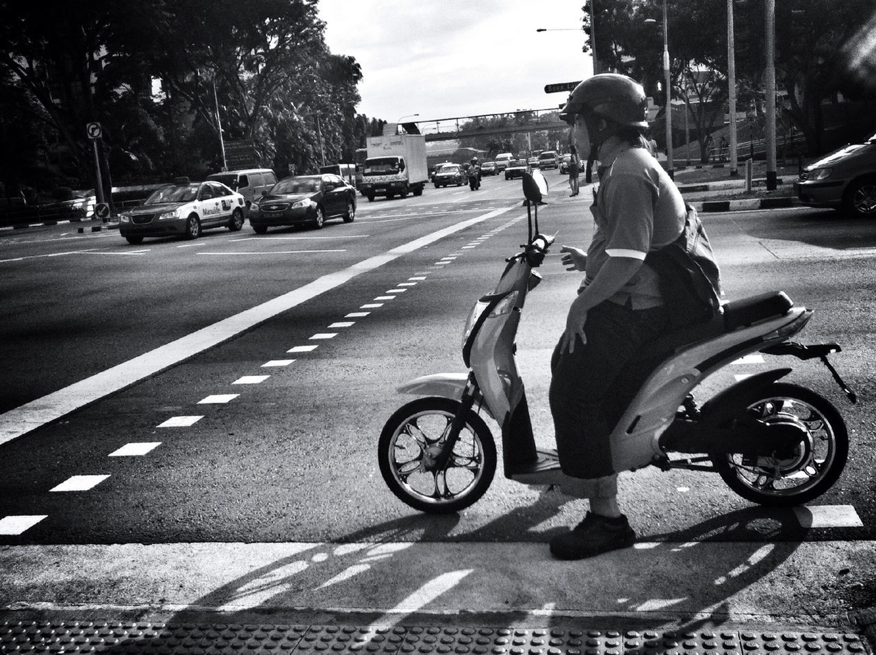 transportation, land vehicle, bicycle, mode of transport, street, riding, road, car, cycling, full length, road marking, lifestyles, on the move, stationary, men, travel, motorcycle, leisure activity