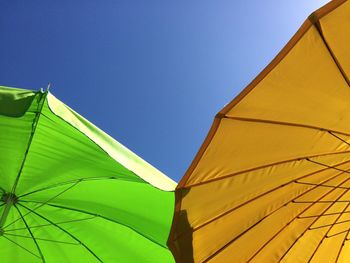 Low angle view of built structure against clear blue sky