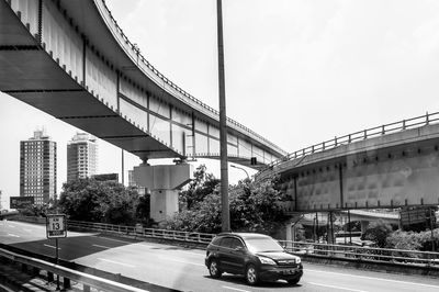 View of city street against sky