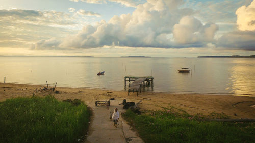 Scenic view of beach against sky