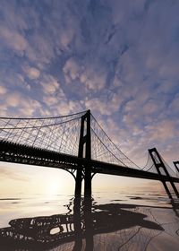 Low angle view of suspension bridge against sky during sunset