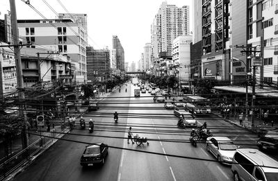 Road passing through city