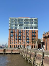 Buildings against clear blue sky