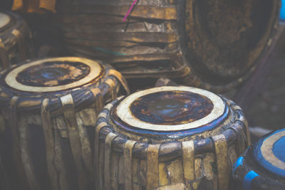 Close-up of musical instruments