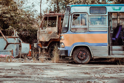 The old mini busses were abandoned.