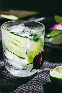 Close-up of drink in glass on table