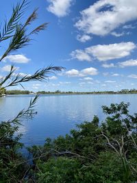 Scenic view of lake against sky