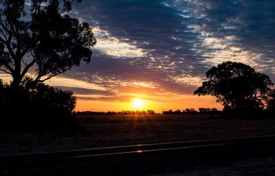 Scenic view of silhouette landscape against sky during sunset