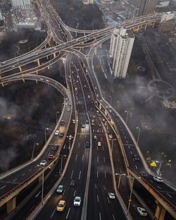 High angle view of highway in city