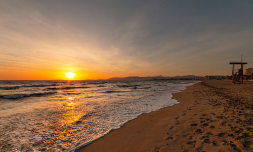 Scenic view of sea against sky during sunset