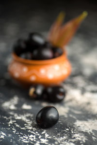 Close-up of orange fruit on table