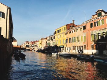 View of canal in city