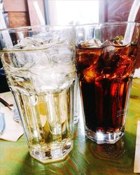 Close-up of beer in glass