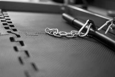 Close-up of pull up chain in gym