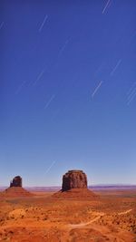 Scenic view of landscape against clear blue sky