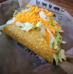 High angle view of bread on paper