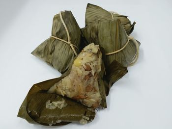 Close-up of food against white background