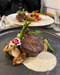 Close-up of food in plate on table