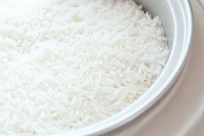 High angle view of rice in bowl