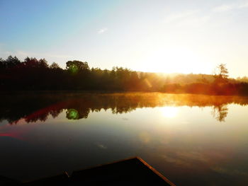 Reflection of trees in lake against sky