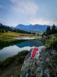 Scenic view of lake against sky