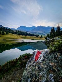 Scenic view of lake against sky