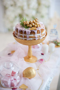 Close-up of cake on table