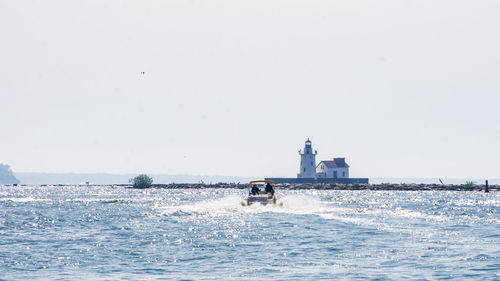 Scenic view of sea against clear sky