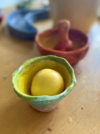 Close-up of food in bowl on table