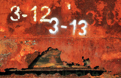 Numbers on rusty abandoned train